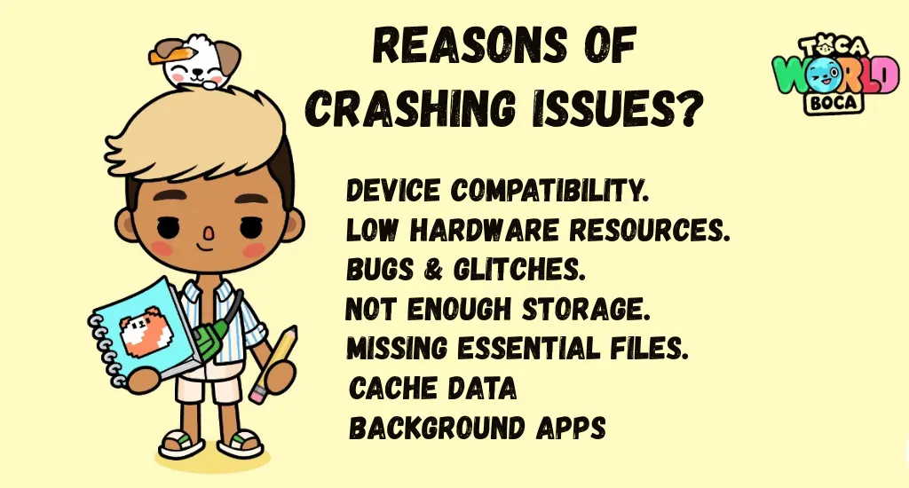Reasons of toca boca crashing issues